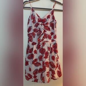 Japna Skorts Women’s Small White Red Leaf Pattern Mini Dress Summer Bow Front